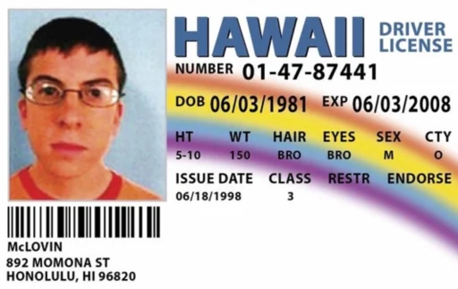 McLovin Drivers License