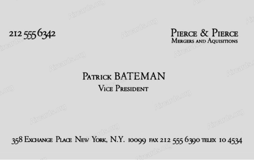 patrick bateman american psycho — abdullah · Diseño de tarjeta