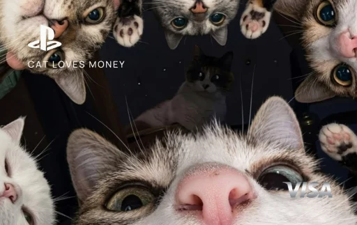 cat loves money — papunagg _geo · Design de cartão