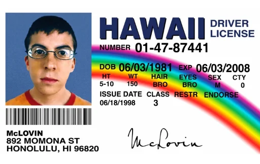 McLovin Driver's License